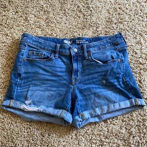 Mid-Rise Midi Jean Shorts
